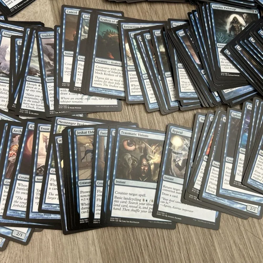 Magic The Gathering Deckmaster Card Lot of 225+ Mixed Blue Cards 2014 Wizards